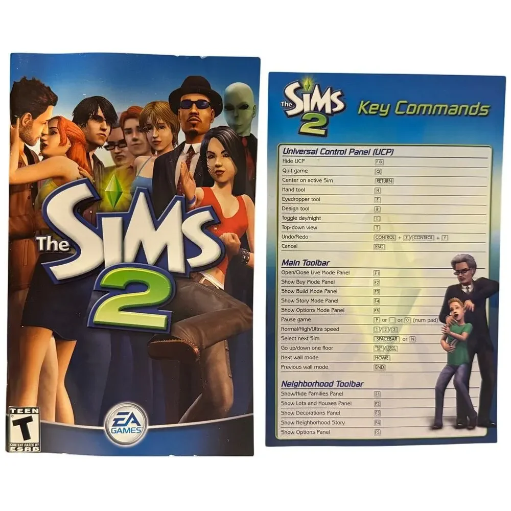 The Sims 2 PC Windows CD-ROM EA 2005 4-Disc Set w/ Manual Preowned